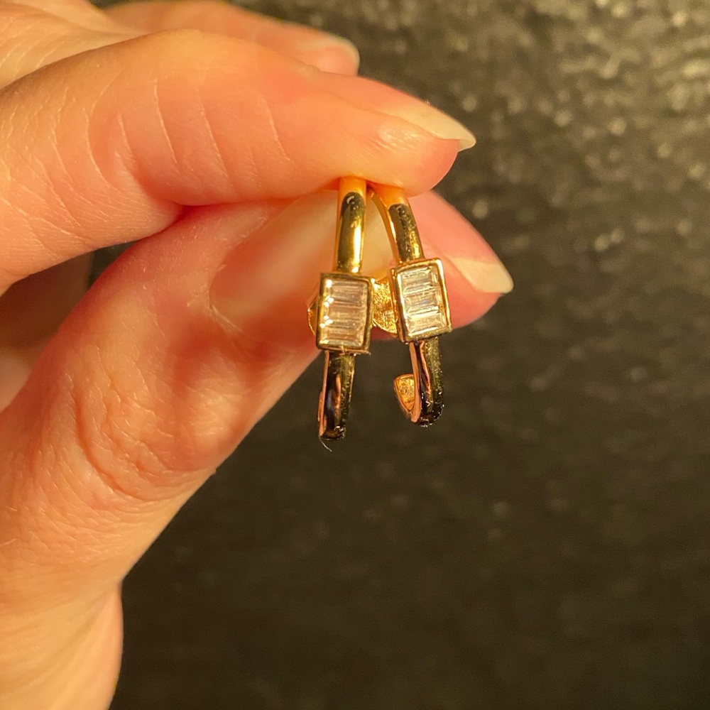 Pierced Lobe Cuff Earrings 14k Gold Plated Silver